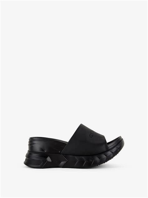 givenchy all black slides|Givenchy marshmallow slide wedge sandals.